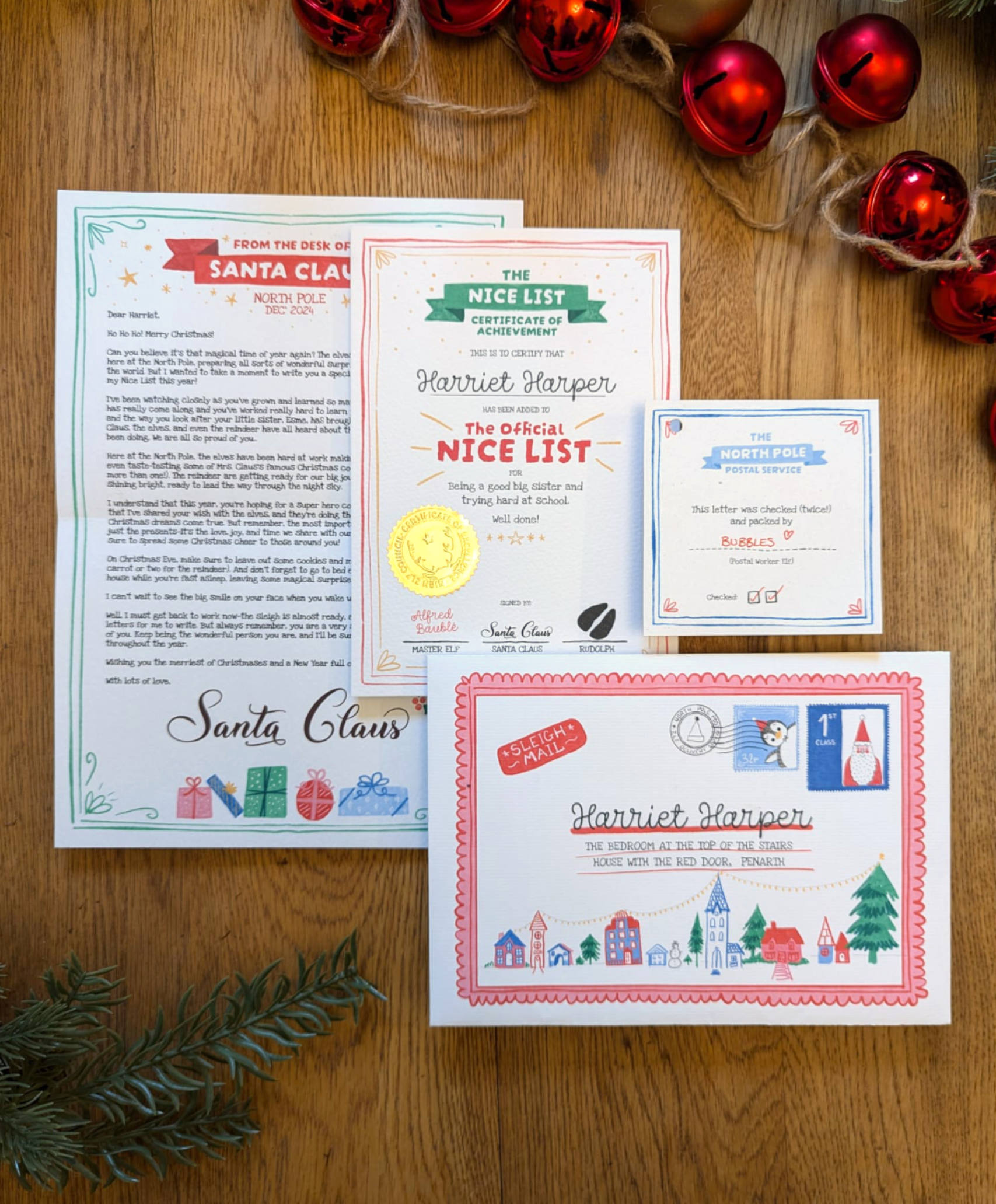 A spread showing the contents of the santa letters